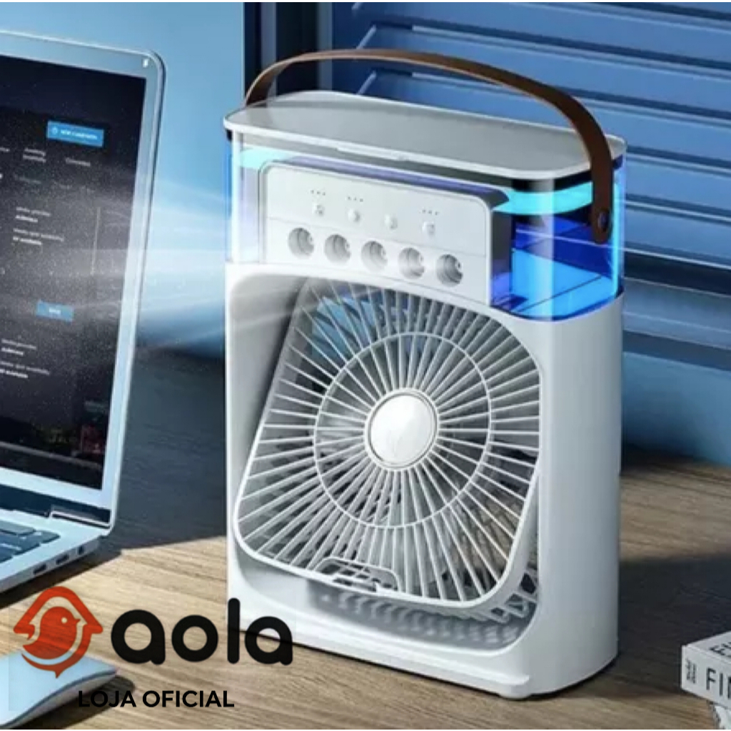 Climatizador e Ventilador Portátil de Mesa Mini Ar Condicionado Umidificador Climatizador com Led