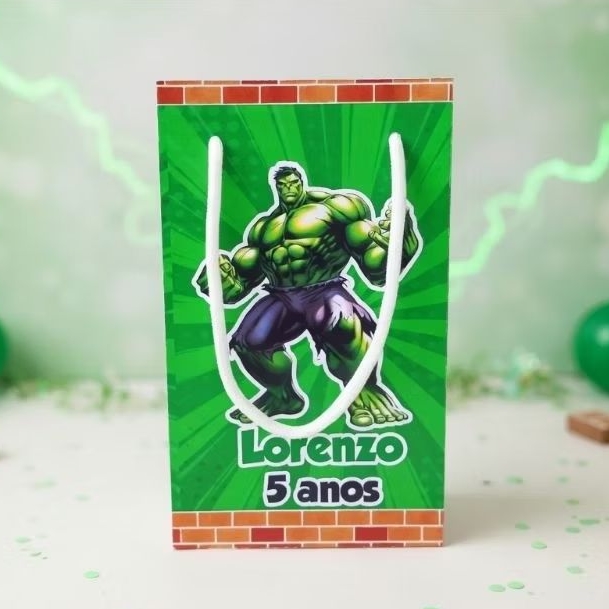 PEGUE E MONTE | Sacolinha Supresa P Hulk - Personalizados - Lembrancinha - Festa infantil - Aniversário- Decoração