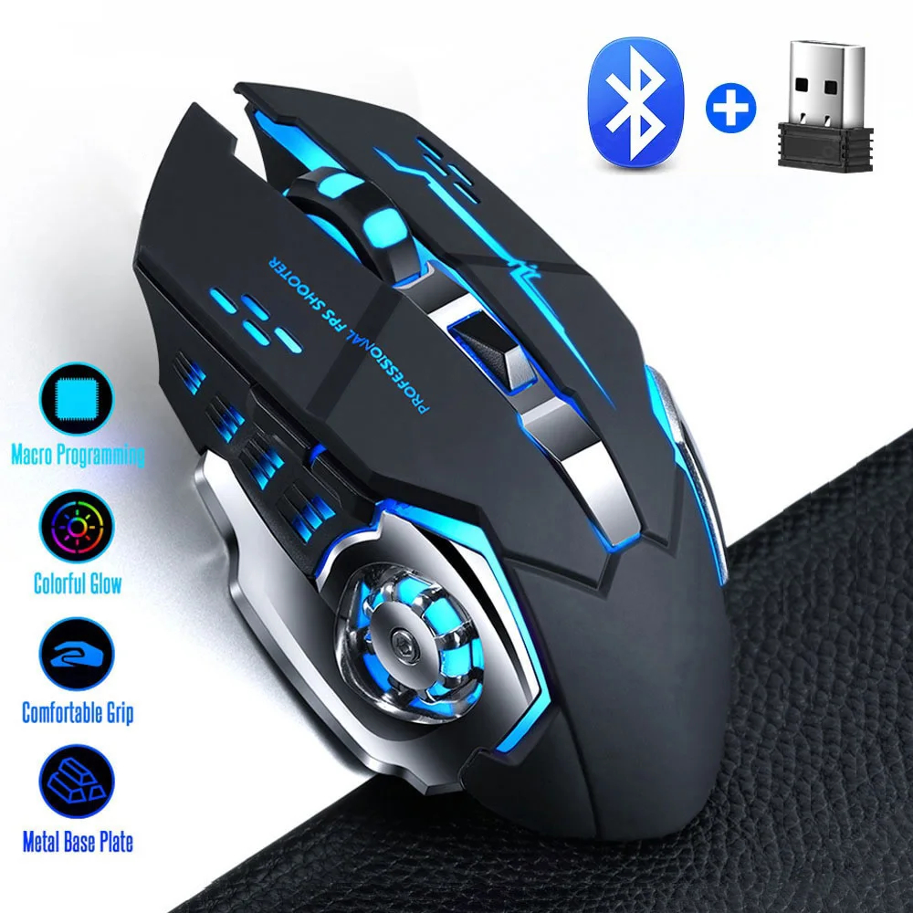 Mouse Gamer Sem Fio Bluetooth 2.4G Recarregável Com 6 Botões - VUUV DPI com 3 velocidades