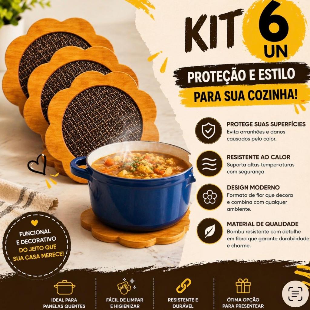 06/04/03/02 Descanso de Panela MDF Apoio Panela Quente Protetor Mesa Madeira Cozinha Utilidades