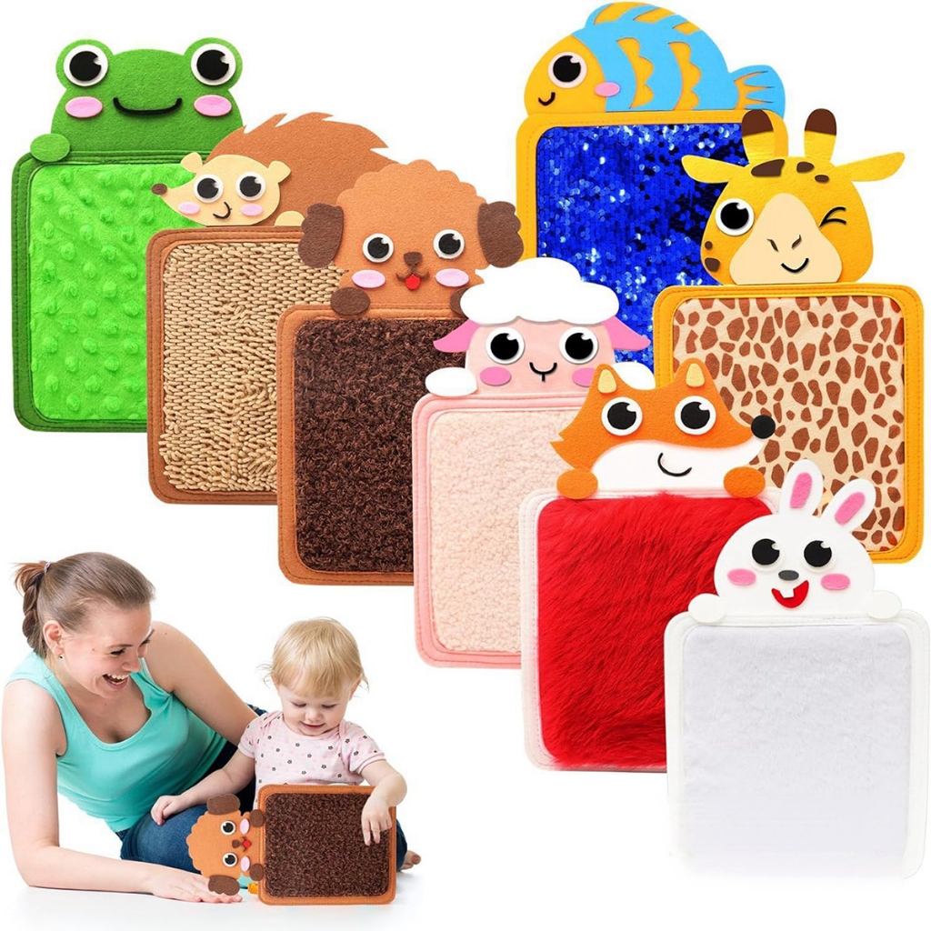KIT8 Tapete Sensorial de Feltro com Texturas de Animais para Bebês e Crianças Brinquedo Educativo Montessori