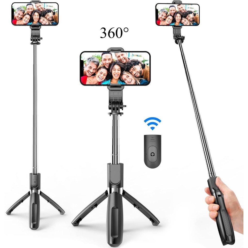 Tripé Selfie para Celular com Luz LED e Bluetooth – Bastão Selfie Ajustável com Tripé