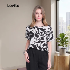 Lovito Blusa Casual Feminina Manga Curta Estampada BLB17521782