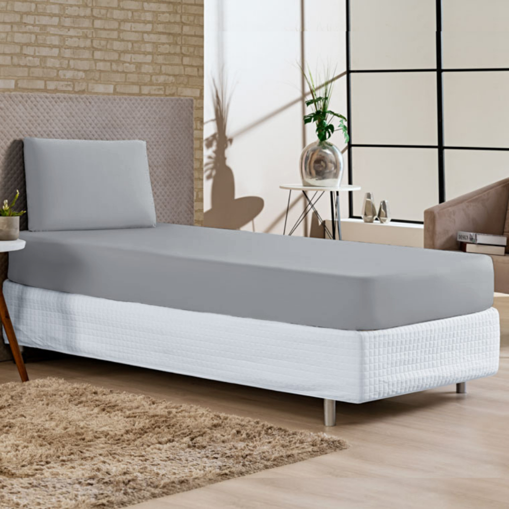 Jogo de Cama Lençol Solteiro 400 Fios 2 Pçs Micropercal com Elástico Cama Box Toque de Pêssego