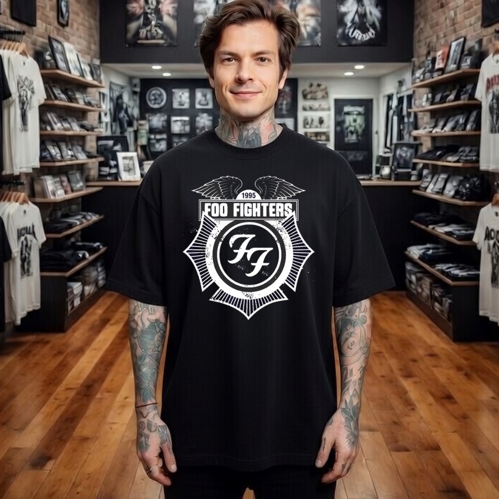 Camiseta Banda Grunge Foo Fighter vintage,   streetwear estampa silk 100% algodão premium