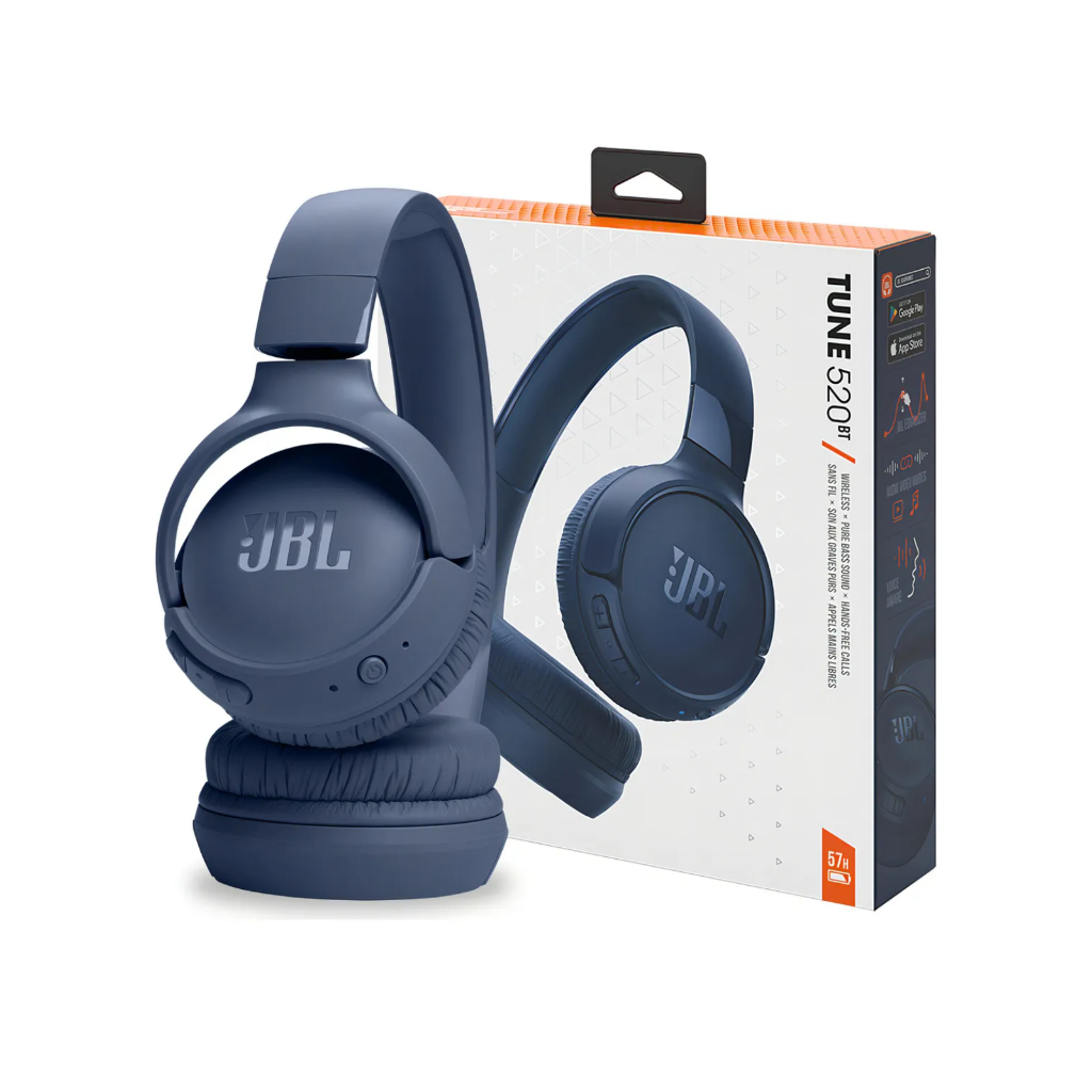 Fone JBL Tune 520BT Bluetooth Azul Sem Fio Original Bateria Longa