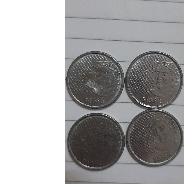 1 lote de 4 moedas de  5 centavos dos Anos: 1994, 1995, 1996, 1997, Todas com datas  Vazadas colecionáveis.