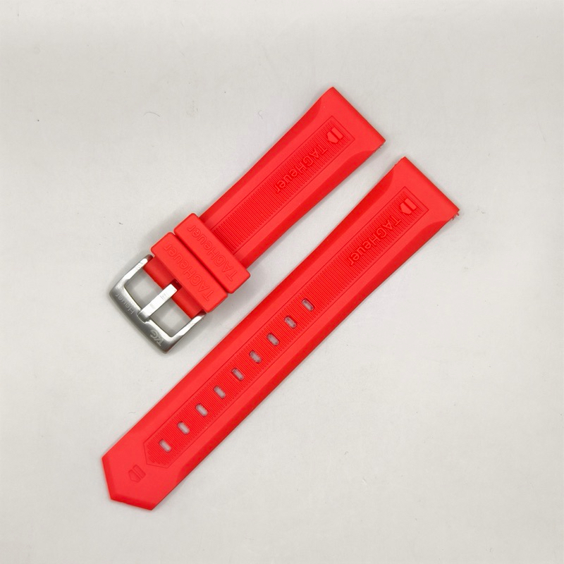 Pulseira Compatível com relógio Tag F1 Heuer 22mm borracha Vermelha com Fivela