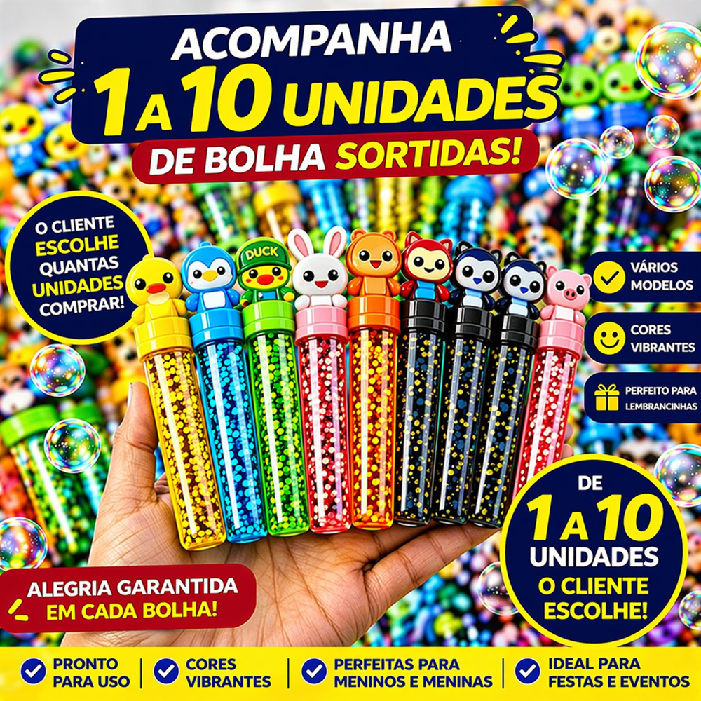Kit Bolha De Sabão 1 à 10 Unidades Bolinhas Para Lembrancinhas Festa De Crianças Sortidas