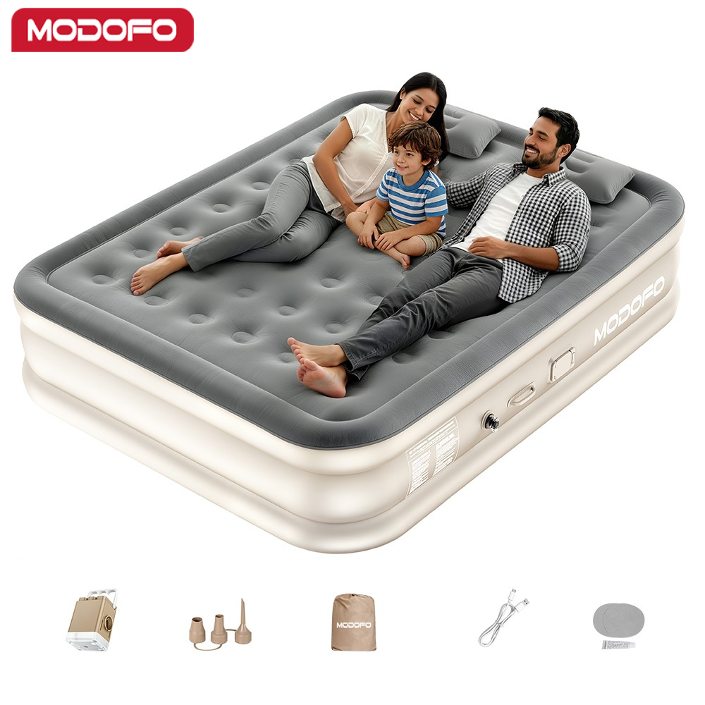 MODOFO Colchão Inflável Automático solteiro/Queen/King Colchão Casal inflável Com Bomba Embutida Camping Equipment Cinza