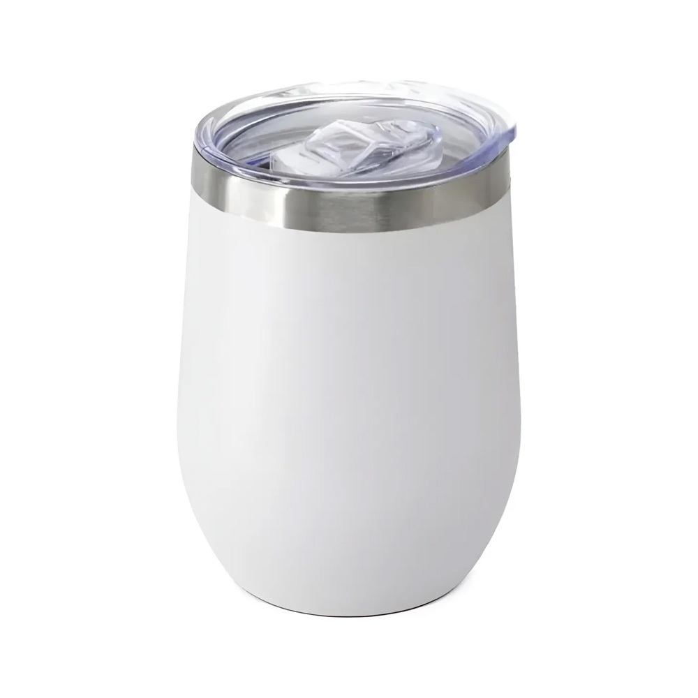 Kit 20 Copos Térmico Cuia De Cerveja Café Aço Inox 360ml Com Tampa (Branco)