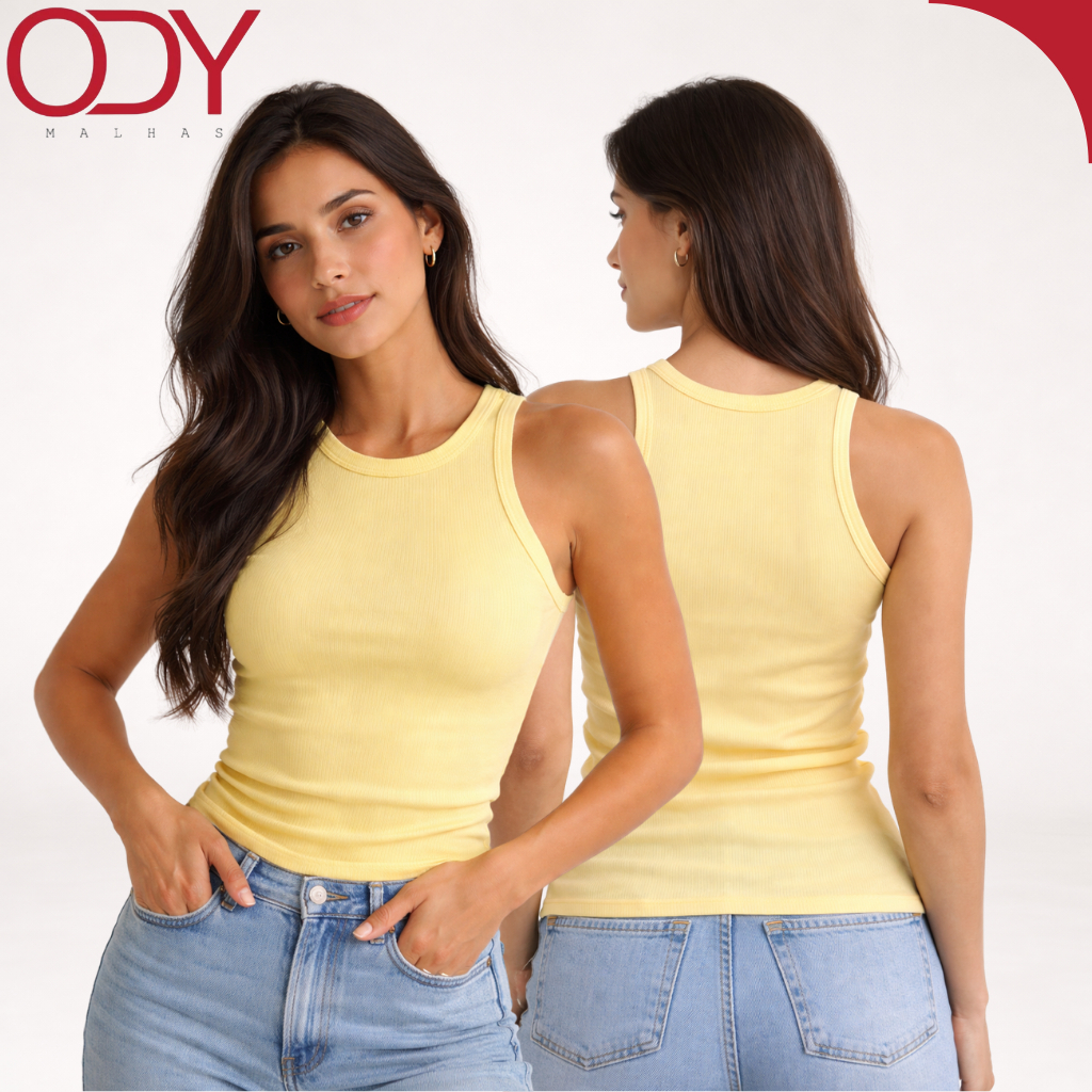 Blusa Feminina Regata de Ribana Com Elastano Blusa Básica de Algodão dia a dia Confortável Trabalho