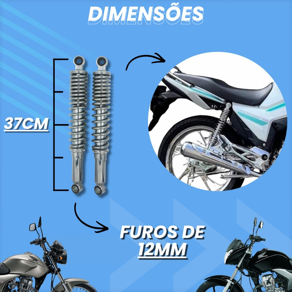 Par Amortecedor Traseiro Cromado Honda CG Titan Fan 125 150 2004 a 2013 · foto 2