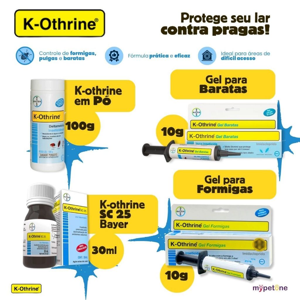 K-Othrine Envu Original Gel Baratas, Gel Formigas, SC 25 Líquido ou Pó 100g Solução Eficaz a Insetos