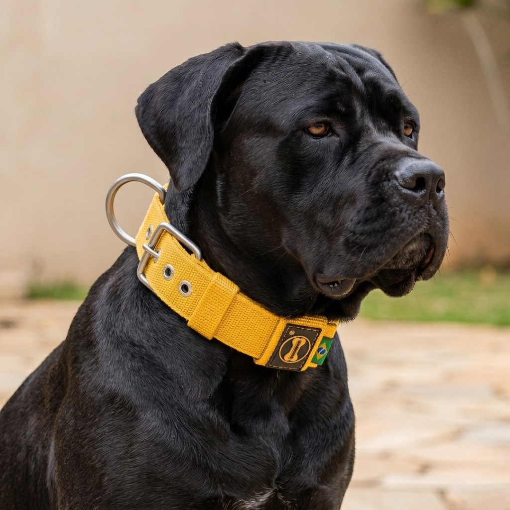 Coleira Amarelo Grande Raça Cachorro Cane Corso Rottweiler Dogo Dobermann Bullmastiff Cão Reforçado