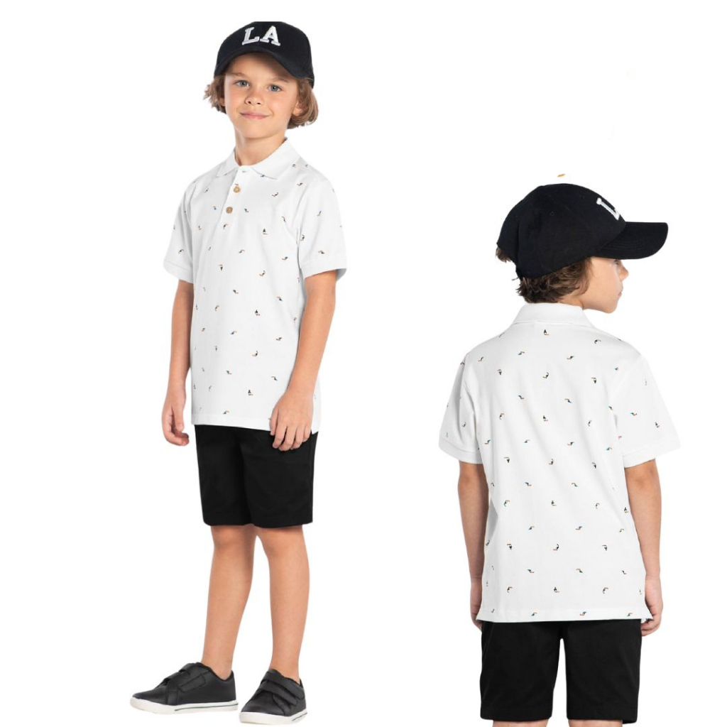 Conjunto trick Nick 2 Peças Short e Blusa Polo Masculino Infantil Estiloso e Confortável!