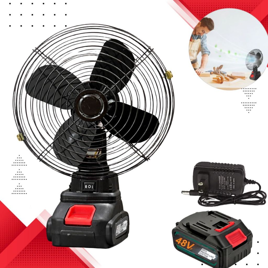 Ventilador Portátil Bateria 48v + De Mesa Acampamento Portátil Recarregável Bateria Tufão Vento