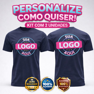 Camisas Art Personalizadas Unissex 100% Algodão Kit Com 2 Camisetas Frase Logo Ou Uniforme