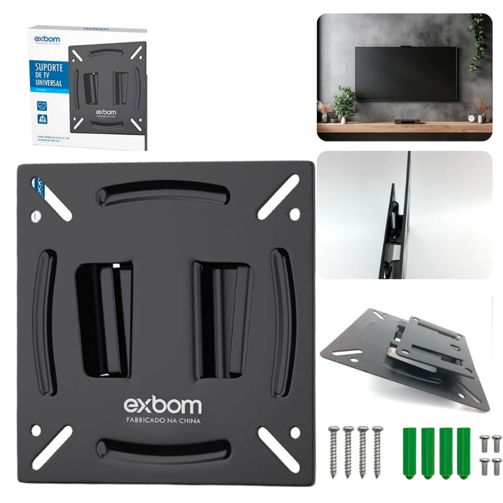 Suporte TV Fixo Universal 14 a 28 Polegadas Vesa Parede Monitor Até 15kg Fácil Instalar
