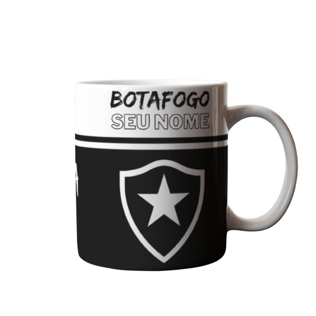 Caneca Personalizada Botafogo Seu Nome Porcelana 325ml
