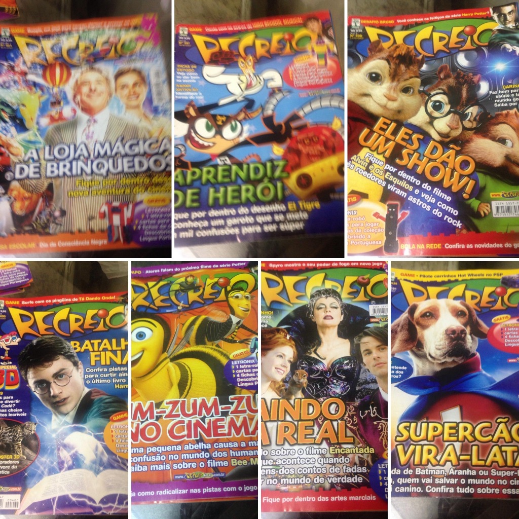 RECREIO REVISTAS LOTE COM 7 DISNEY RARAS VINTAGE ENCANTADA HARRY POTTER BEE ALVIN ESQUILOS SUPER CAO APRENDIS DE HEROI