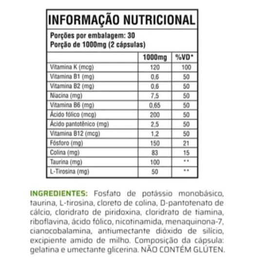 Detalhes do VITAMINA FOCO E MEMORIA C/60 CÁPSULAS-GOOD VIT