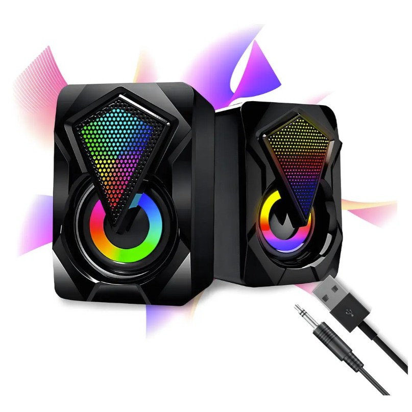 Caixa De Som Gamer Hoopson CX-PC021 - Led RGB Para Pc/outros - Preto