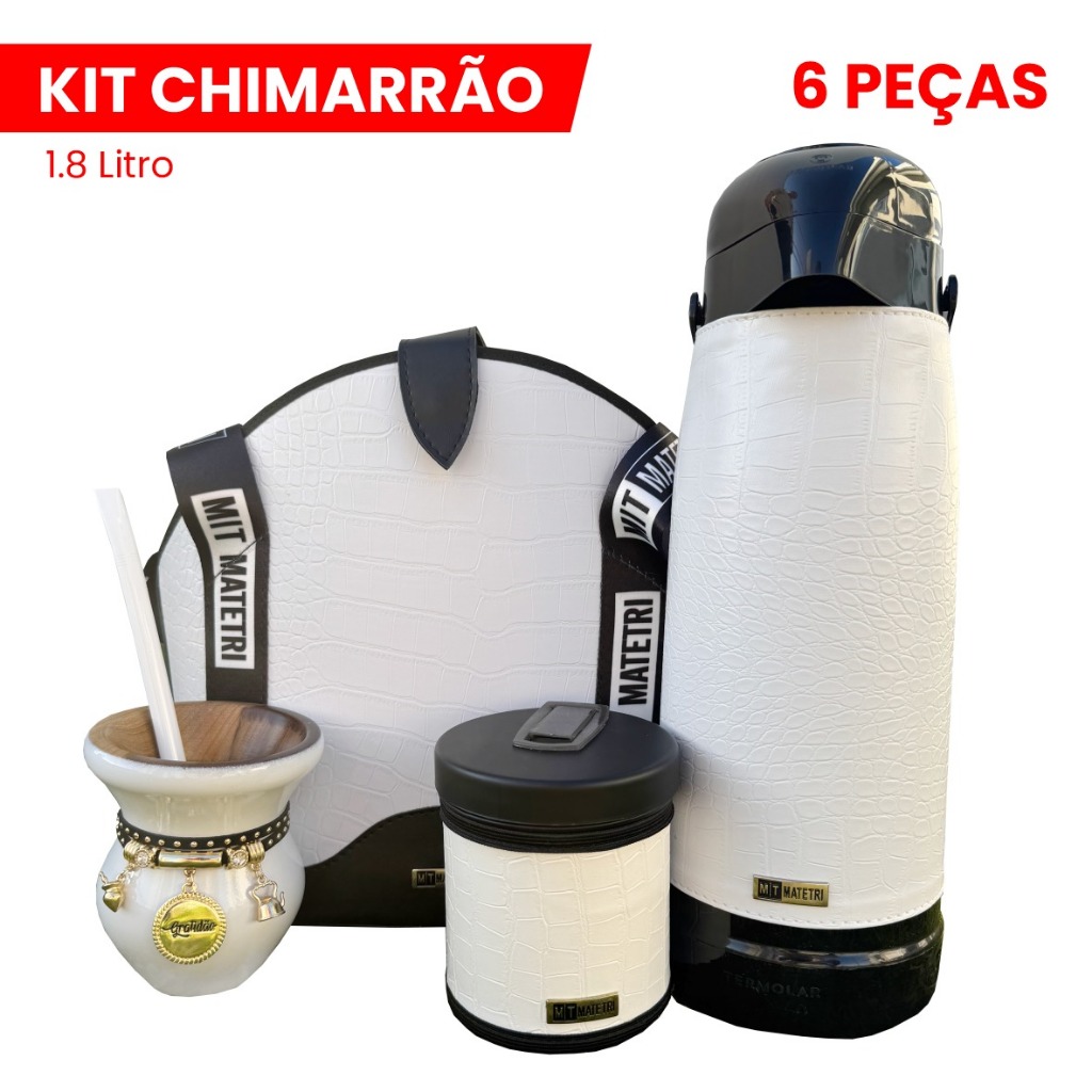 Kit Chimarrão Mateira 1.8L Completo 06pçs Alças diferentes Cuia Térmica Termolar Envio Imediato