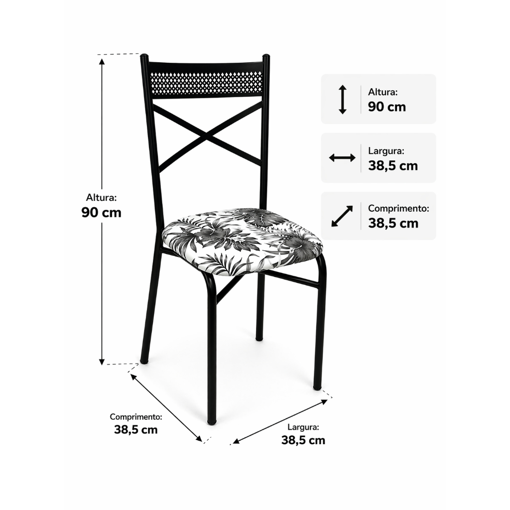 Kit com 4 Cadeira Estofada Aço Resistente Assento Confortável Design Moderno — imagem 2 de 2