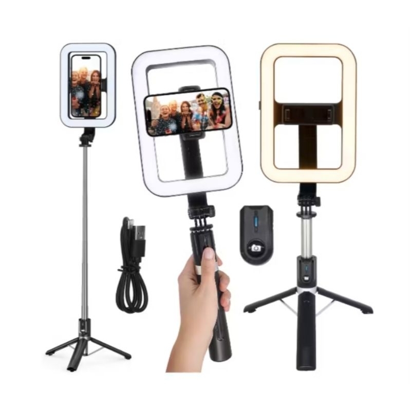 Ring Light Luminária Led Pau de Selfie Com Tripé Até1,38 Me Suporte De Celular Controle Wireless