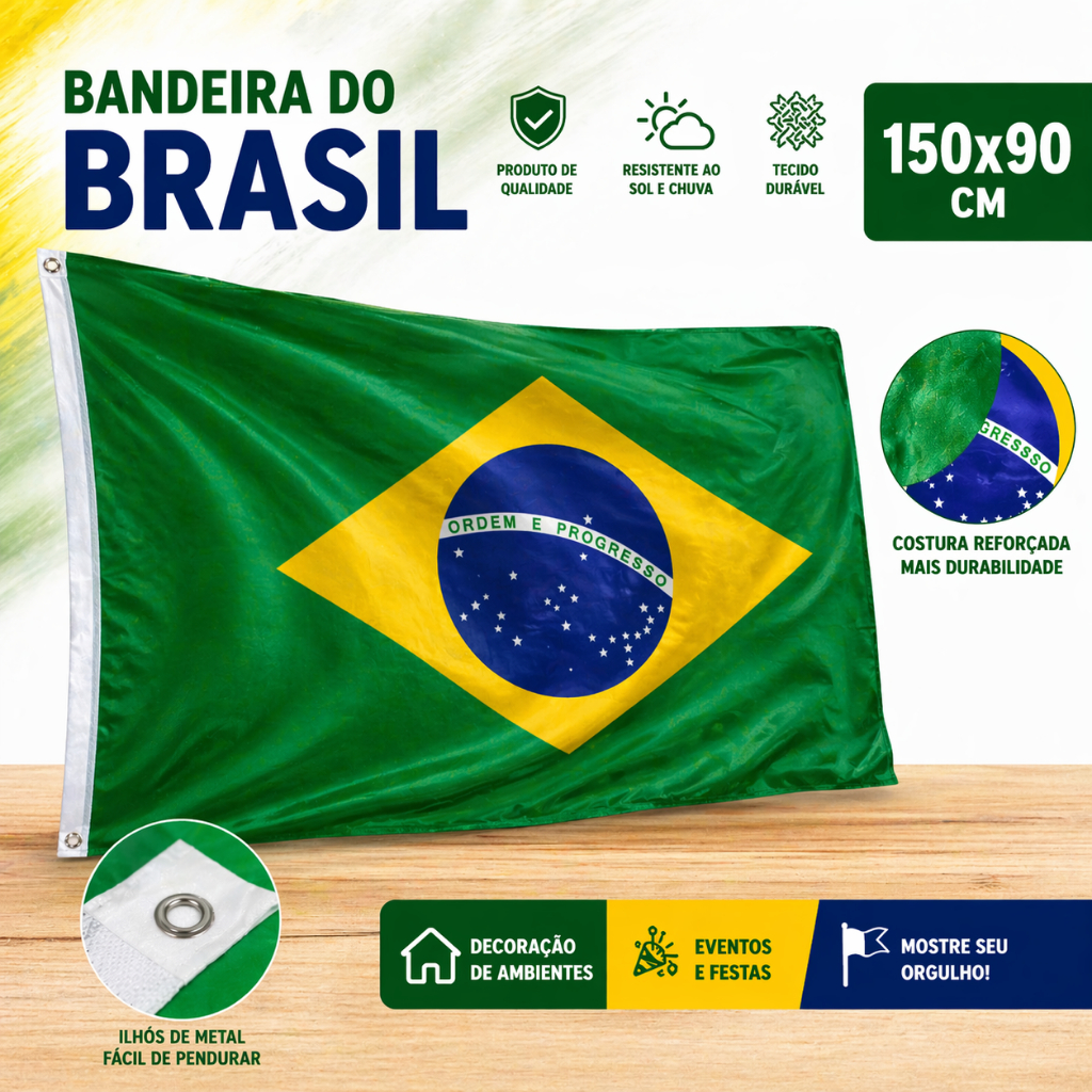Bandeira Do Brasil Grande 150x90cm Para Mastro Copa Do Mundo
