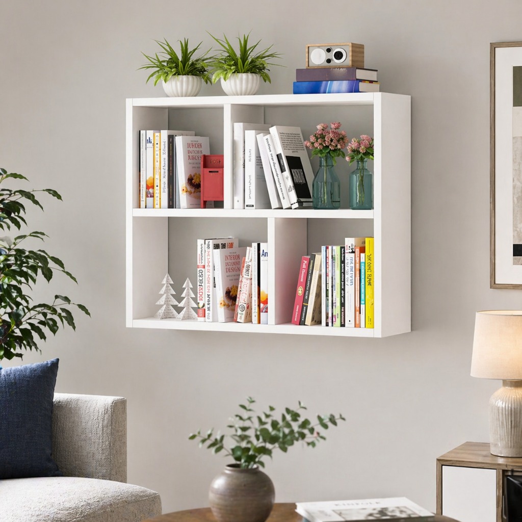 ESTANTE NICHO 70X70X17CM BRANCA ORGANIZADOR DE LIVROS DECORACAO SALA QUARTO HOME OFFICE MULTIUSO