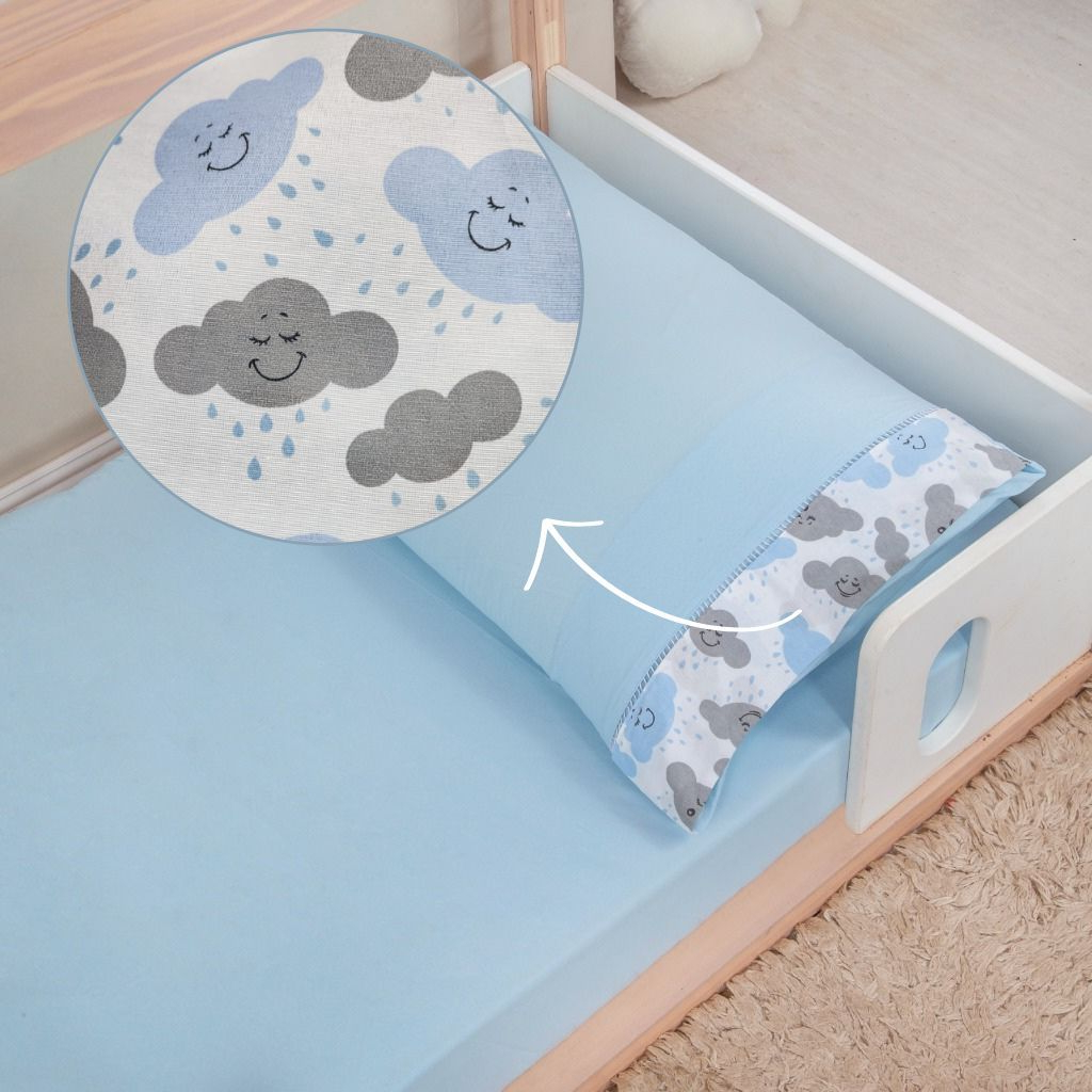 Jogo Lençol  02 Peças Quarto de bebê MINI BERÇO 89x38cm Fronha Ponto Palito