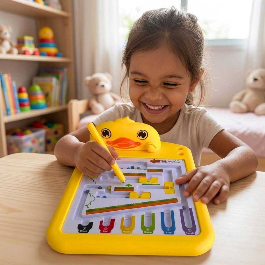 Brinquedo Educativo Pedagógico Labirinto Magnético Pato Coordenação Foco Infantil 3 a 8 Anos