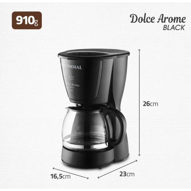 Cafeteira Elétrica Mondial Dolce Arome Black C-30-18X-FB 18 Cafés Preto