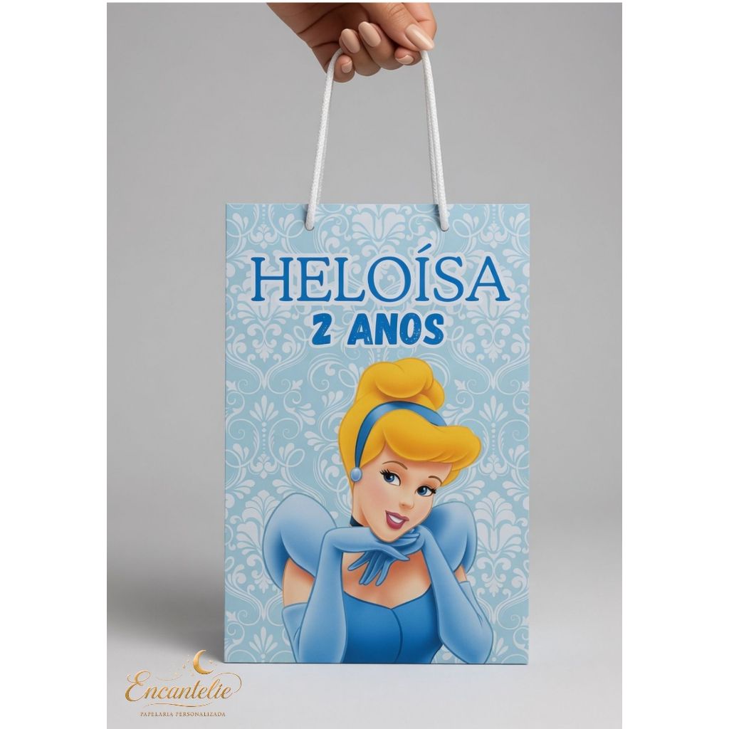Sacolinha personalizada 22x14,5x5cm - Cinderela - Envio rápido