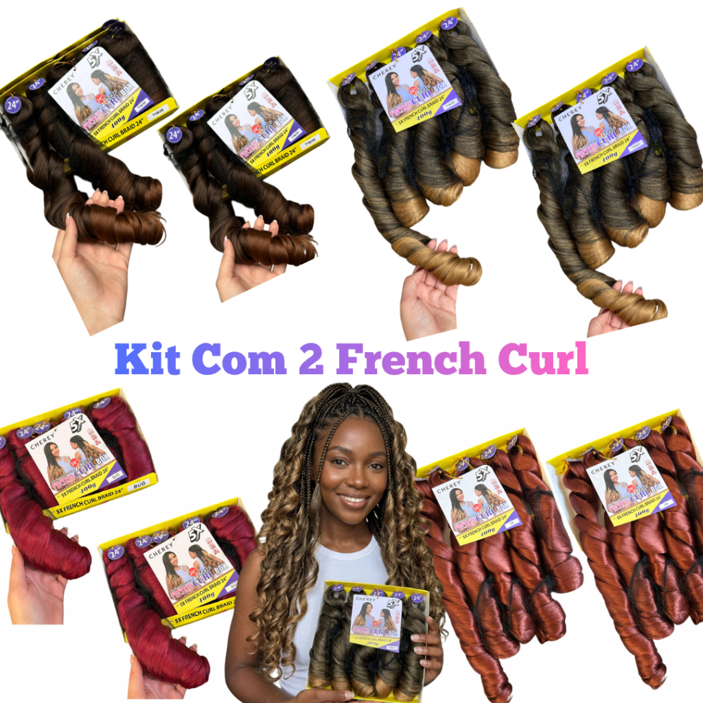 kit 2 French Curl Jumbo Ondulado Fibra Premium Cherey 400g Varias Cores