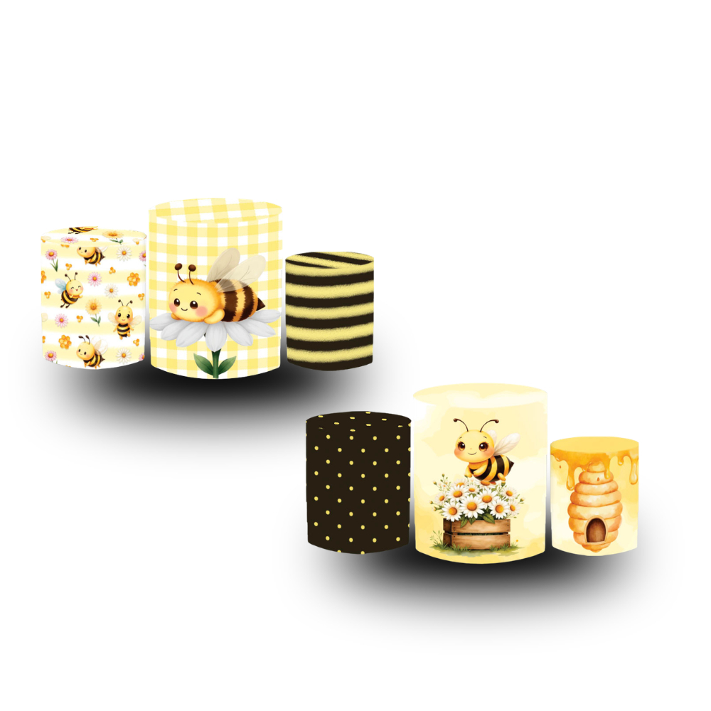Trio Capas Cilindro Abelinha Delicada Florzinhas Jardim Mágico Baby Mêsversário