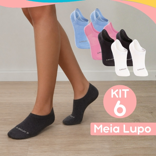 Meia Sapatilha Soquete Lupo Algodão Kit 6 Pares Original Adulto e Infantil Conforto Dia A Dia