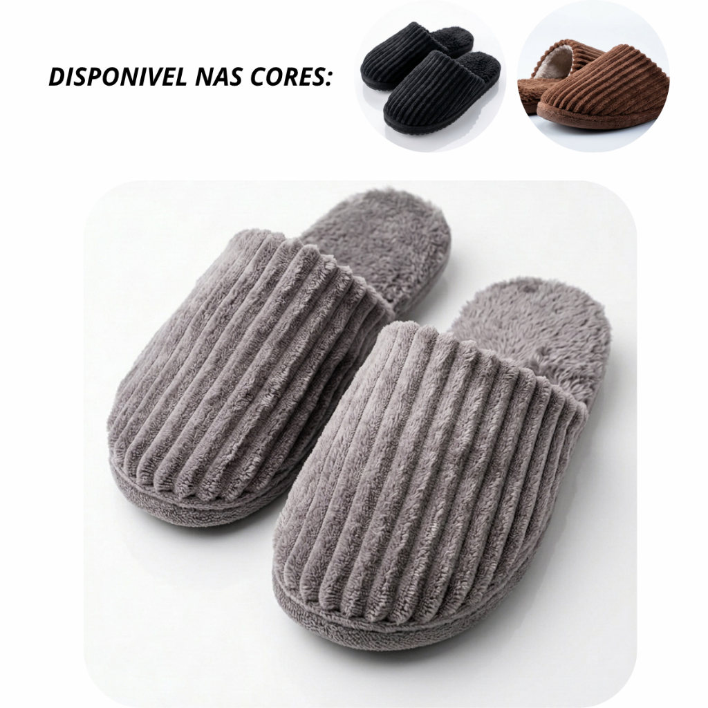 Chinelo De Quarto Pantufa Masculina Feminina Unissex Forrada Em lã Muito Confortável Solado Leve