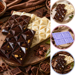 1~10 FORMA TABLETE 3 D BARRA DE CHOCOLATE ACETATO SIMPLES COD P447 PORTO FORMAS (CHOCO)