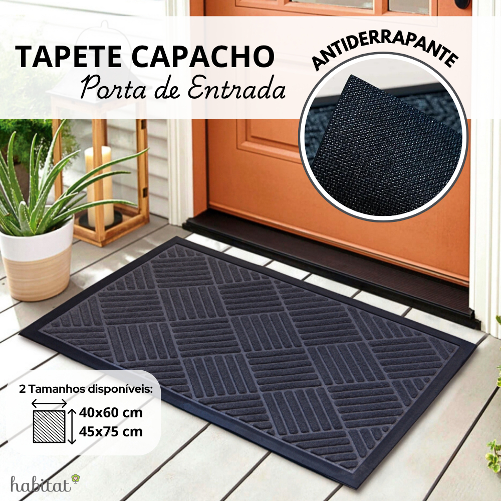 Tapete Capacho Emborrachado Porta de Entrada Saída Antiderrapante Decorativo Habitat