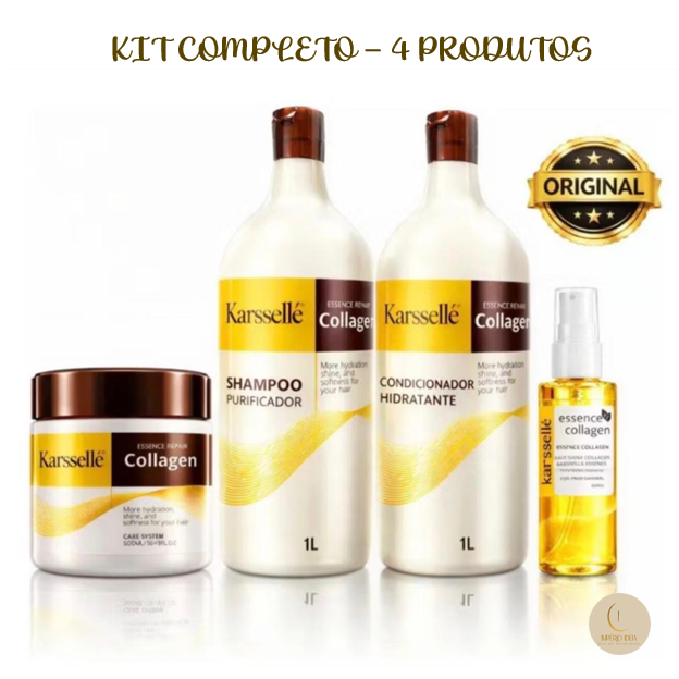 Kit Kit Completo Karssellé – Shampoo 1L + Condicionador 1L + Máscara 500ml + Óleo 60ml