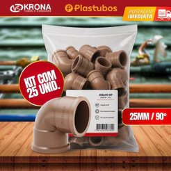 kit joelho cotovelo 25unidades /50pçs/75pçs 90graus 20mm 1/2 soldavel Krona Plastubos