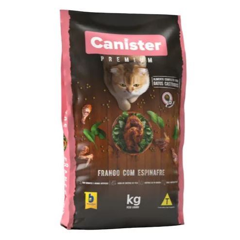 Ração Canister Premium Gatos Castrados Sabor Frango com Espinafre 1 kg