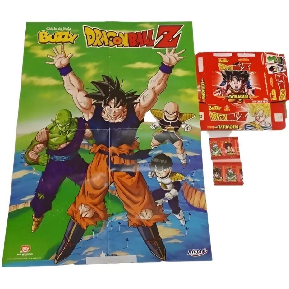 Álbum Pôster Figurinhas Tatuagens Dragon Ball Z Buzzy 2021 Incompleto faltando 10 Usado
