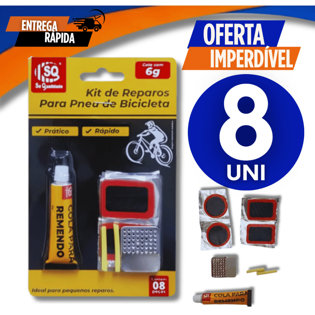 Combo Reparo Pneu Bike Bicicleta Remendo + Cola Kit Remendo Frio Para Pneu furado Praticidades