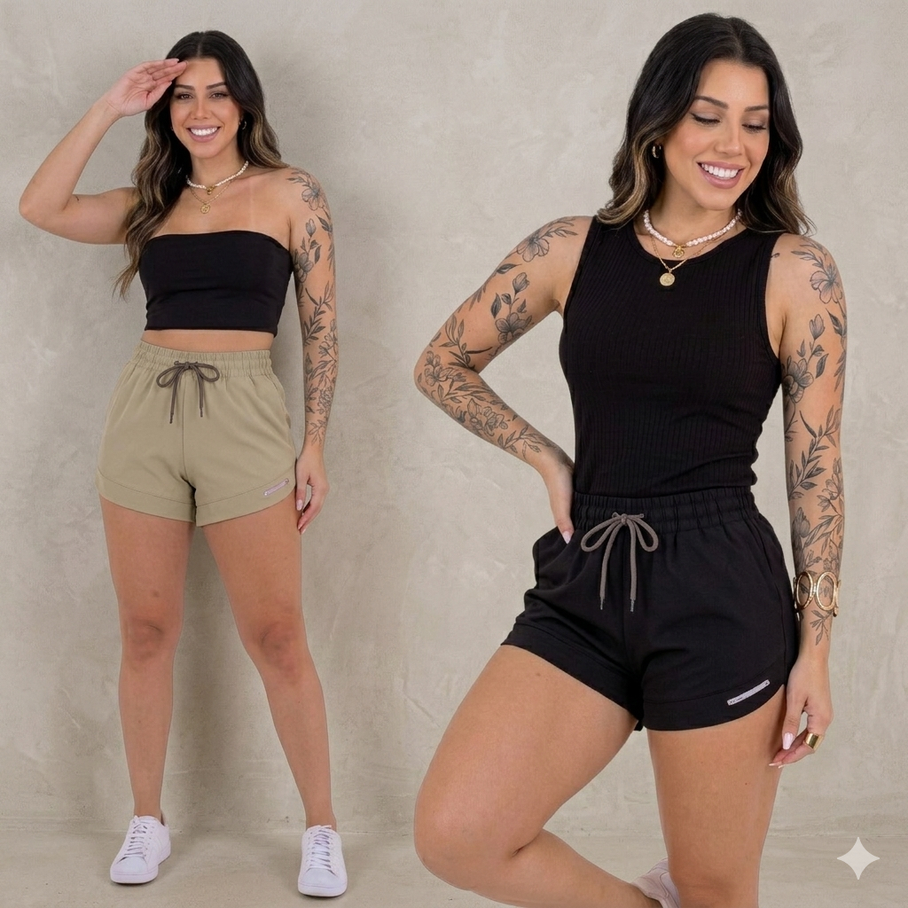 Short Feminino Curto Saida de Praia Bermuda Tactel Feminina