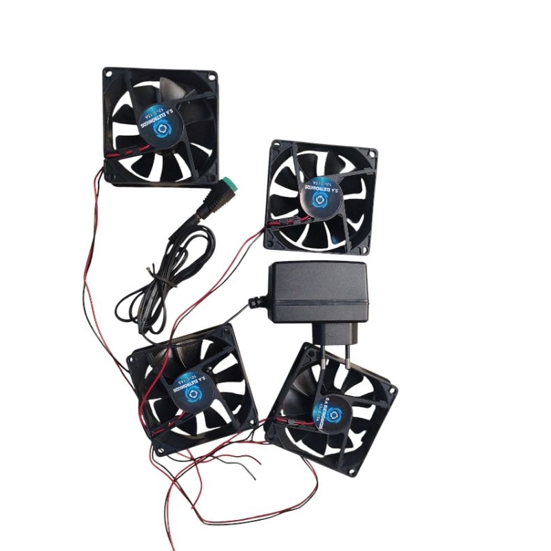 kit 4 cooler mais fonte 12v ventoinha 8cm