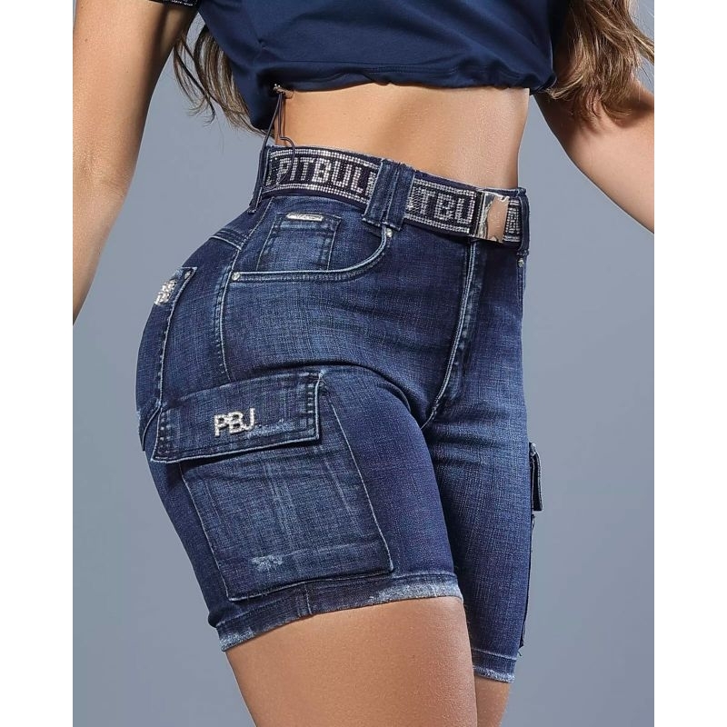 BERMUDA FEMININA C/ CINTO PIT BULL JEANS REF 88691
